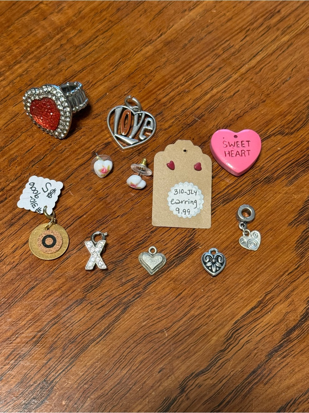 Assorted heart charms and pendants